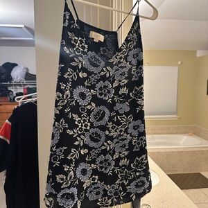 LOFT Black and Blue Floral Top